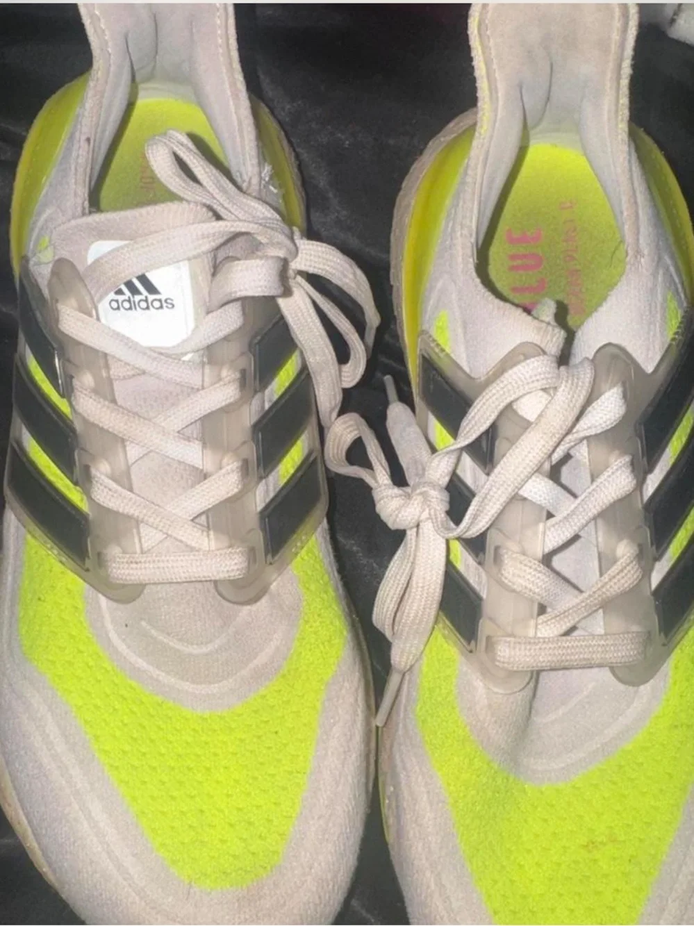 adidas Women's Neon Yellow and White Athletic Sneakers